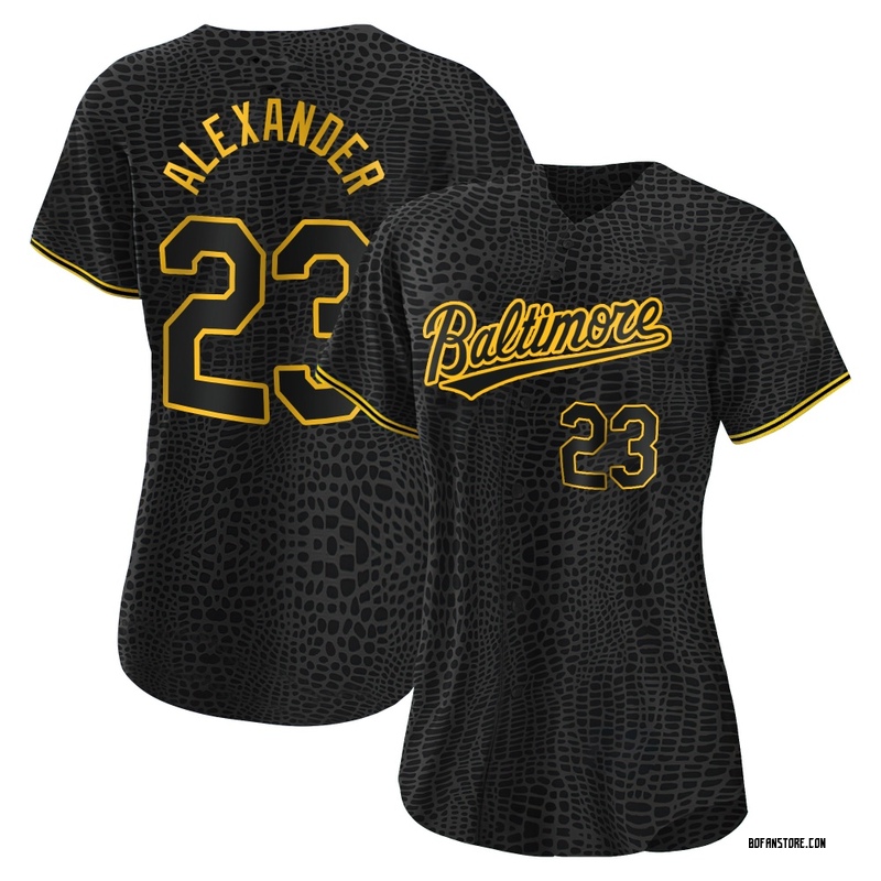 Authentic Blaze Alexander Women's Baltimore Orioles Black Snake Skin City Jersey
