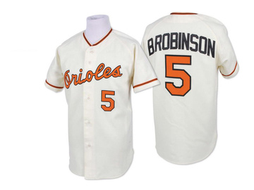 Authentic Brooks Robinson Men's Baltimore Orioles Cream Throwback Jersey