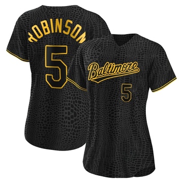 Authentic Brooks Robinson Women's Baltimore Orioles Black Snake Skin City Jersey
