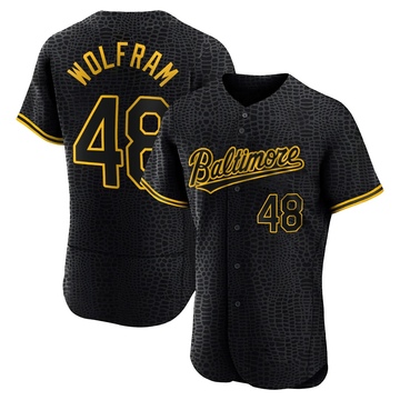 Authentic Grant Wolfram Men's Baltimore Orioles Black Snake Skin City Jersey