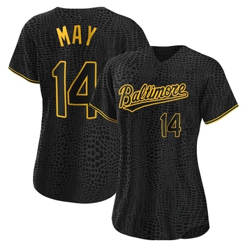 Authentic Lee May Women's Baltimore Orioles Black Snake Skin City Jersey