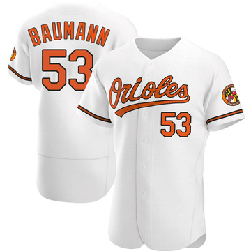 Authentic Mike Baumann Men's Baltimore Orioles White Home Jersey