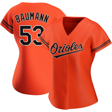 Authentic Mike Baumann Women's Baltimore Orioles Orange Alternate Jersey