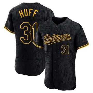 Authentic Sam Huff Men's Baltimore Orioles Black Snake Skin City Jersey