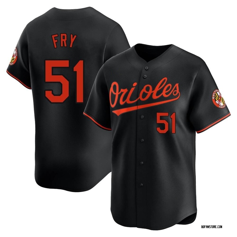 Limited Paul Fry Men's Baltimore Orioles Black Alternate Jersey