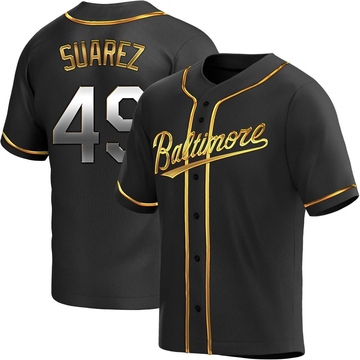 Replica Albert Suarez Men's Baltimore Orioles Black Golden Alternate Jersey