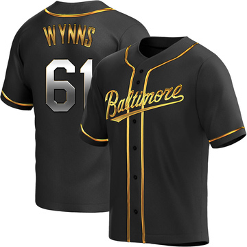 Replica Austin Wynns Men's Baltimore Orioles Black Golden Alternate Jersey