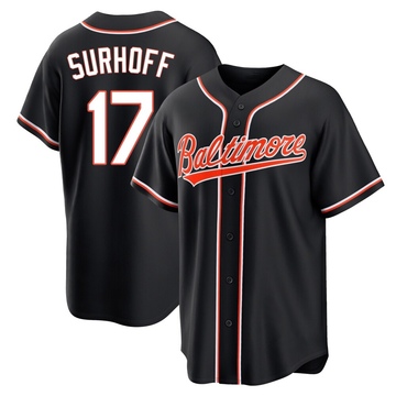 Replica Bj Surhoff Men's Baltimore Orioles Black Fashion Out Jersey