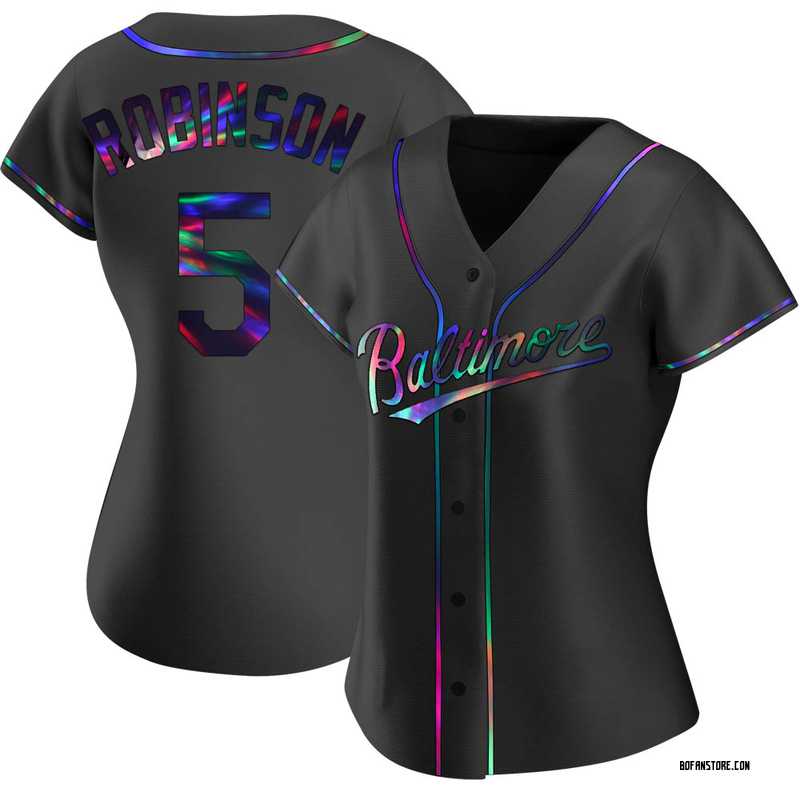 Replica Brooks Robinson Women's Baltimore Orioles Black Holographic Alternate Jersey