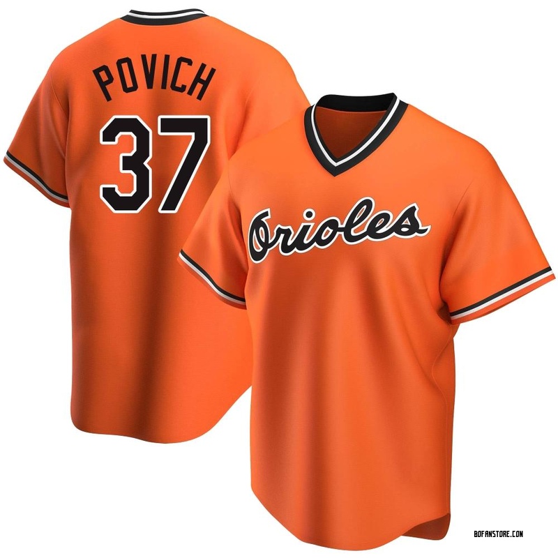 Replica Cade Povich Men's Baltimore Orioles Orange Alternate Cooperstown Collection Jersey