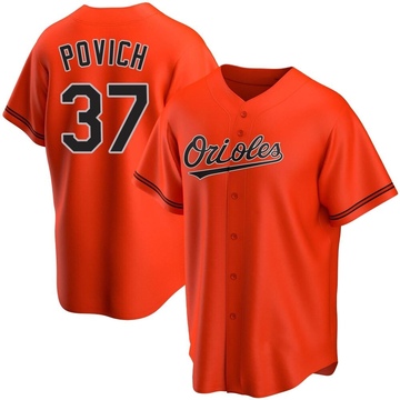 Replica Cade Povich Men's Baltimore Orioles Orange Alternate Jersey