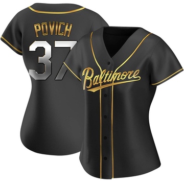 Replica Cade Povich Women's Baltimore Orioles Black Golden Alternate Jersey
