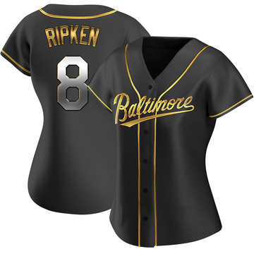 Replica Cal Ripken Women's Baltimore Orioles Black Golden Alternate Jersey