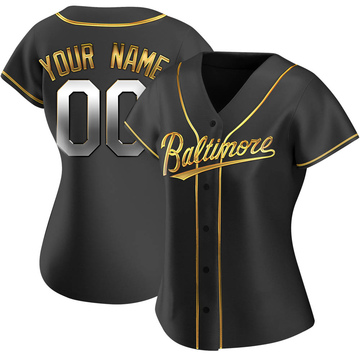 Replica Custom Women's Baltimore Orioles Black Golden Alternate Jersey