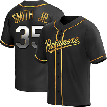 Replica Dwight Smith Jr. Men's Baltimore Orioles Black Golden Alternate Jersey