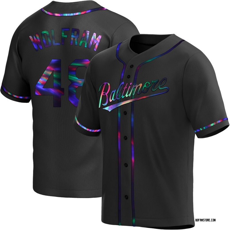 Replica Grant Wolfram Youth Baltimore Orioles Black Holographic Alternate Jersey