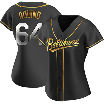 Replica Jayson Aquino Women's Baltimore Orioles Black Golden Alternate Jersey