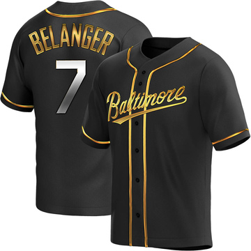 Replica Mark Belanger Men's Baltimore Orioles Black Golden Alternate Jersey