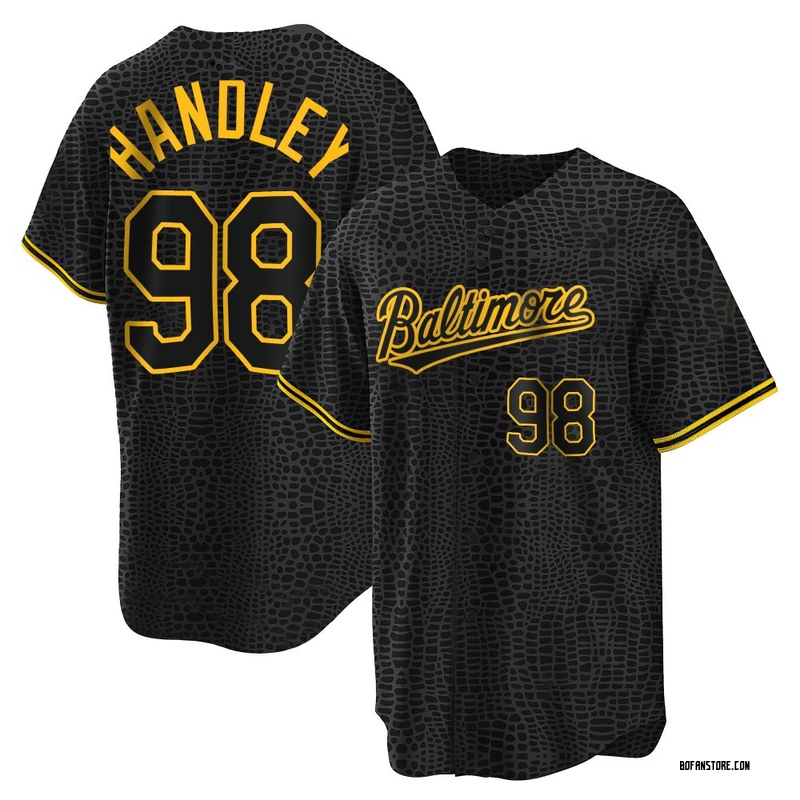 Replica Maverick Handley Men's Baltimore Orioles Black Snake Skin City Jersey