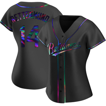 Replica Merv Rettenmund Women's Baltimore Orioles Black Holographic Alternate Jersey