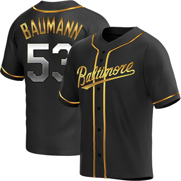 Replica Mike Baumann Men's Baltimore Orioles Black Golden Alternate Jersey