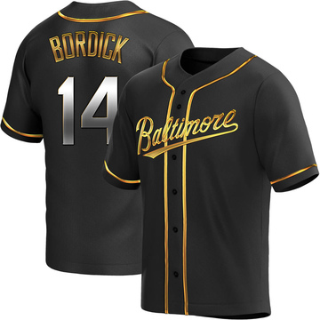 Replica Mike Bordick Men's Baltimore Orioles Black Golden Alternate Jersey
