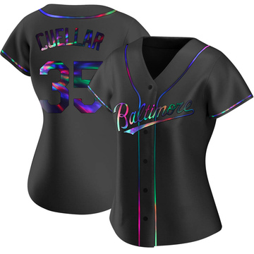 Replica Mike Cuellar Women's Baltimore Orioles Black Holographic Alternate Jersey