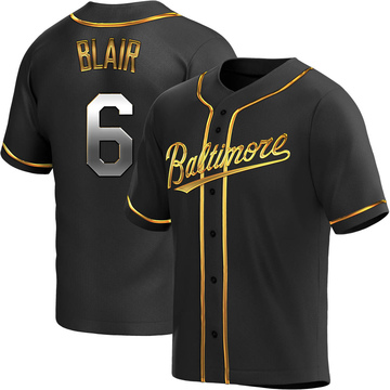 Replica Paul Blair Men's Baltimore Orioles Black Golden Alternate Jersey