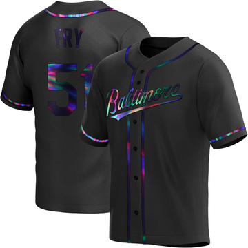 Replica Paul Fry Men's Baltimore Orioles Black Holographic Alternate Jersey