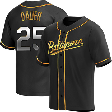 Replica Rich Dauer Men's Baltimore Orioles Black Golden Alternate Jersey