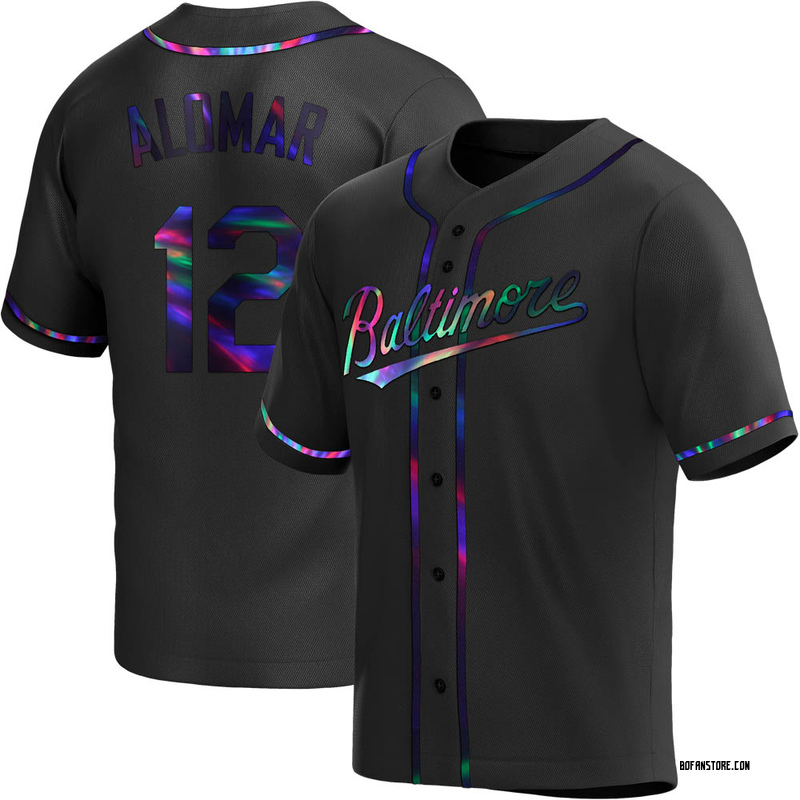 Replica Roberto Alomar Men's Baltimore Orioles Black Holographic Alternate Jersey