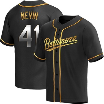 Replica Tyler Nevin Men's Baltimore Orioles Black Golden Alternate Jersey