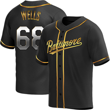 Replica Tyler Wells Youth Baltimore Orioles Black Golden Alternate Jersey