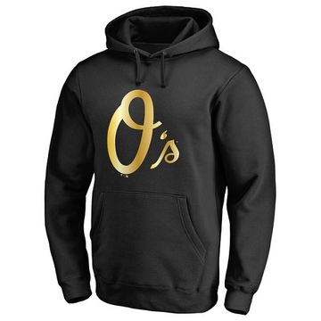 Men's Baltimore Orioles Gold Collection Pullover Hoodie - Black